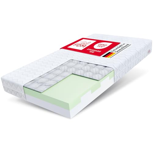 FDM Matratze 80x180 cm Härtegrad H3 Höhe 16 cm Kindermatratze Schaumstoffmatratze HR-Schaum Polyurethan-Schaum Buchweizen 7 Komfortzonen mit Hypoallergenem Waschbarem Premium-Bezug Oeko-Tex Paulo von FDM