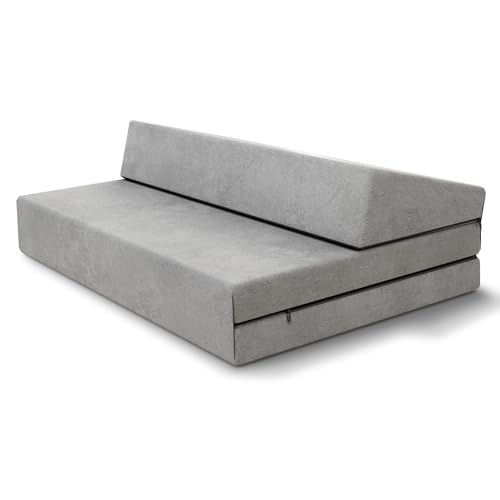 FDM Klappmatratze Suzi 120x200 cm Kaltschaum Gästematratze Höhe 9 cm Härtegrad H3 Öko-Tex Allergikergeeignet Bezug Trinity Waschbar grau von FDM