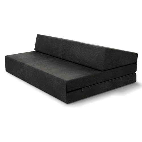 FDM Klappmatratze Suzi 120x200 cm Kaltschaum Gästematratze Höhe 9 cm Härtegrad H3 Öko-Tex Allergikergeeignet Bezug Trinity Waschbar schwarz von FDM