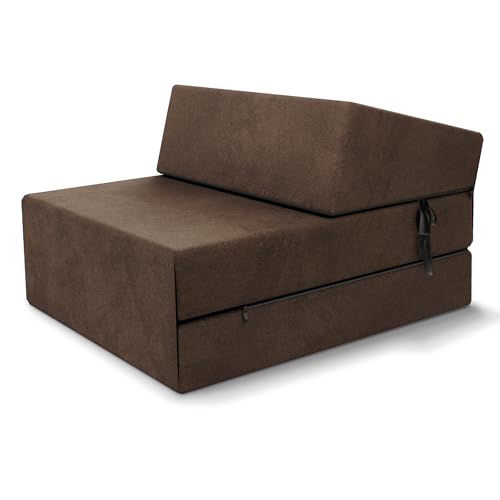 FDM Klappmatratze Suzi 70x200 cm Kaltschaum Gästematratze Höhe 14 cm Härtegrad H3 Öko-Tex Allergikergeeignet Bezug Trinity Waschbar braun von FDM