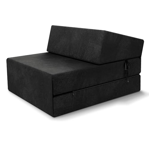 FDM Klappmatratze Suzi 70x200 cm Kaltschaum Gästematratze Höhe 14 cm Härtegrad H3 Öko-Tex Allergikergeeignet Bezug Trinity Waschbar schwarz von FDM