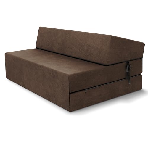 FDM Klappmatratze Suzi Maxi 120x200 cm Kaltschaum Gästematratze Höhe 14 cm Härtegrad H3 Öko-Tex Allergikergeeignet Bezug Trinity Waschbar braun von FDM