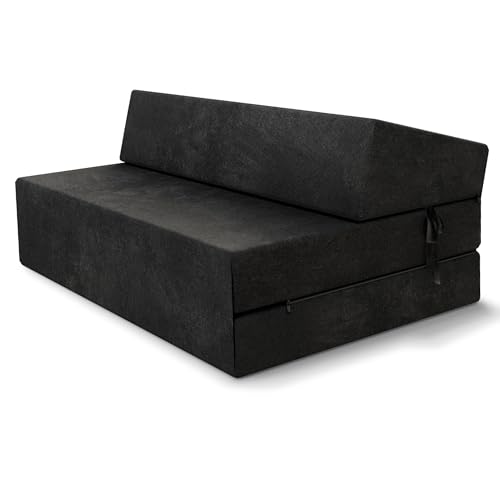 FDM Klappmatratze Suzi Maxi 120x200 cm Kaltschaum Gästematratze Höhe 14 cm Härtegrad H3 Öko-Tex Allergikergeeignet Bezug Trinity Waschbar schwarz von FDM