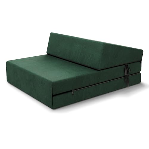 FDM Klappmatratze Suzi MINI 70x200 cm Kaltschaum Gästematratze Höhe 9 cm Härtegrad H3 Öko-Tex Allergikergeeignet Bezug Trinity Waschbar dunkelgrün von FDM