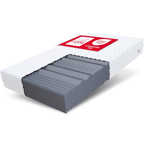 FDM Livia Matratze 100 x 200 cm Schaumstoffmatratze Härtegrad H4 11 cm Höhe Profilierter Schaum 7-Zonen Hochelastischer HR T25 mit Wellenschnitt Polyester FDM Livia Matratze 100 x 200 cm Schaumstoffmatratze Härtegrad H4 11 cm Höhe Profilierter Schaum 7-Zonen Hochelastischer HR T25 mit Wellenschnitt Polyester von FDM
