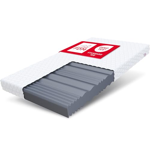 FDM Livia Matratze 180 x 200 cm Schaumstoffmatratze Härtegrad H3 26 cm Höhe Profilierter Schaum 7-Zonen Hochelastischer HR T25 mit Wellenschnitt Polyester von FDM
