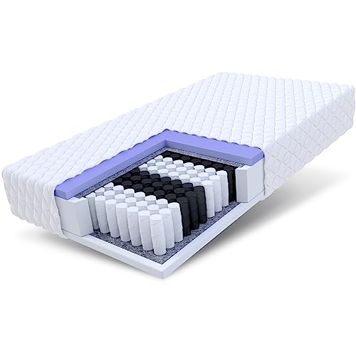 FDM Matratze 160x200 cm Härtegrad H2 H3 Höhe 23 cm Taschenfederkernmatratze Polyurethan-Schaum 7 Komfortzonen mit Hypoallergenem Waschbarem Jersey Bezug Oeko-Tex Mariner von FDM