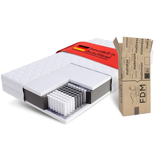 FDM Matratze 140x200 cm - 7-Zonen Federkernmatratze - Ergonomisch Mattress - Waschbarer Bezug bei 30°C - Höhe 23 cm - Hypoallergen & Antibakteriell - Formstabil, Komfortabel und Dämpfend FDM Matratze 140x200 cm - 7-Zonen Federkernmatratze - Ergonomisch Mattress - Waschbarer Bezug bei 30°C - Höhe 23 cm - Hypoallergen & Antibakteriell - Formstabil, Komfortabel und Dämpfend von FDM