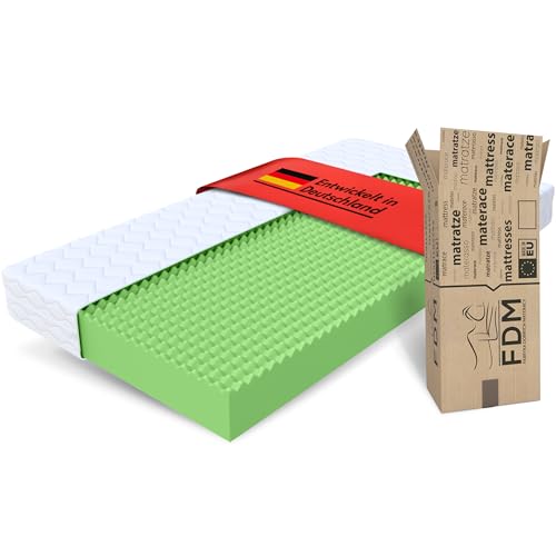 FDM Matratze 140x200 cm - Atmungsaktive & Wärmeisolierende Mattress aus Polyurethanschaum - Härtegrad H3– Mittelfest - Höhe 12 cm - Bezug Waschbar bei 30°C - Hypoallergen & Antibakteriell von FDM