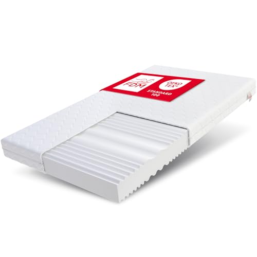 FDM Matratze 80x200 cm Comfort Duo Kaltschaummatratze 7 Komfortzonen Härtegrad H3 und H4 HR-Schaum 12 cm Hoch Doppelseitige Rollmatratze mit Hypoallergenem Waschbarem Premium-Bezug Oeko-Tex von FDM