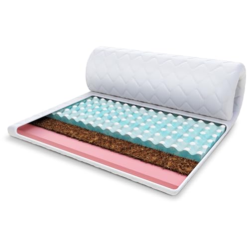 FDM Matratzentopper Malta KOKOS VISCO Matratze Topper 90x200 cm Härtegrad H2 H4 Höhe ca. 7 cm profilierter HR-Schaum Kokos Allergiker Geeignet Öko-Tex von FDM