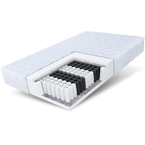 FDM Matratze 90x200 cm Härtegrad H3 Höhe 23 cm Taschenfederkernmatratze Polyurethan-Schaum 7 Komfortzonen mit Hypoallergenem Waschbarem Premium-Bezug Oeko-Tex Medic MAX von FDM