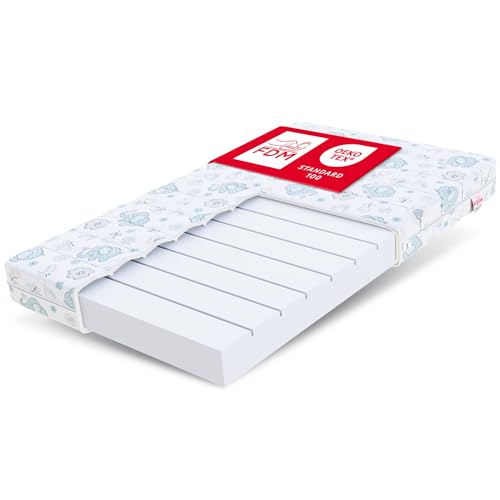 FDM Melody Kindermatratze 60x120 cm Kaltschaummatratze Höhe 10 cm Härtegrad H3 Öko-Tex Allergikergeeignet Bezug Waschbar Matratzenbezug Dumbo von FDM