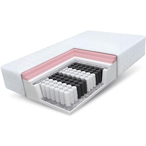 FDM Matratze 80x200 cm Härtegrad H2 H3 Höhe 27 cm Taschenfederkernmatratze Visco-Schaum Polyurethan-Schaum 7 Komfortzonen mit Hypoallergenem Waschbarem Premium-Bezug Oeko-Tex Memory Duo FDM Matratze 80x200 cm Härtegrad H2 H3 Höhe 27 cm Taschenfederkernmatratze Visco-Schaum Polyurethan-Schaum 7 Komfortzonen mit Hypoallergenem Waschbarem Premium-Bezug Oeko-Tex Memory Duo von FDM