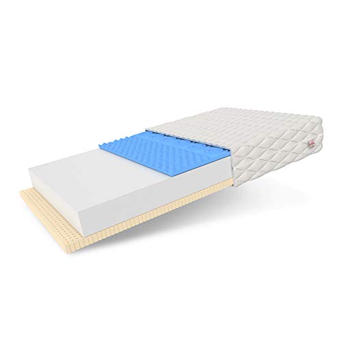 FDM NEAPOL Schaumstoffmatratze 90 x 200 cm Latex Matratze 14 cm Höhe Härtegrad H3 (Mittelhart) Hochelastischer HR Komfortschaum Zweiseitig Bezug Abnehmbar Waschbar von FDM