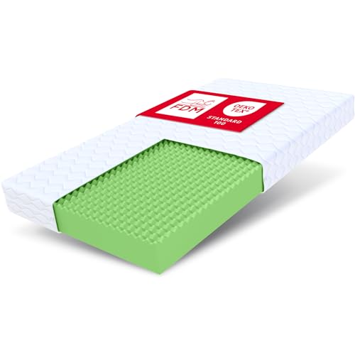FDM PICCHI Schaumstoffmatratze 90 x 200 cm Matratze 12 cm Höhe Härtegrade H3 (Mittelhart) Polyurethanschaum Zweiseitig Bezug Abnehmbar Waschbar von FDM