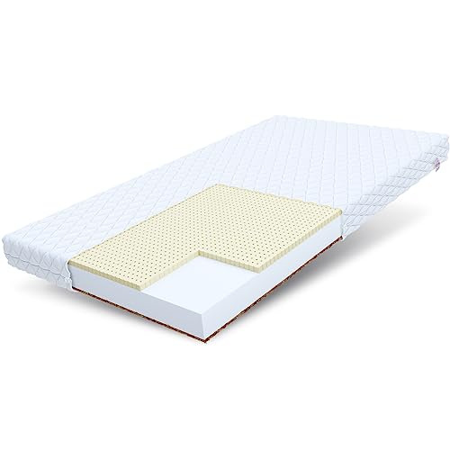 FDM PIKOLO Schaumstoffmatratze 100 x 200 cm Kindermatratze Härtegrad H3/H4 Höhe 11 cm Latex Kokos Matratze Hochelastischer HR Komfortschaum Zweiseitig Bezug Abnehmbar Waschbar von FDM