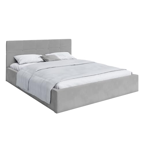 FDM Polsterbett 120x200 cm mit Lattenrost Bettkasten Stauraum RINO Trinity grau mit Kopfteil modern von FDM