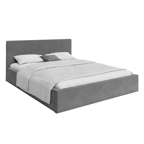 FDM Polsterbett 180x200 cm mit Lattenrost Bettkasten Stauraum RINO Trinity Graphit mit Kopfteil modern von FDM