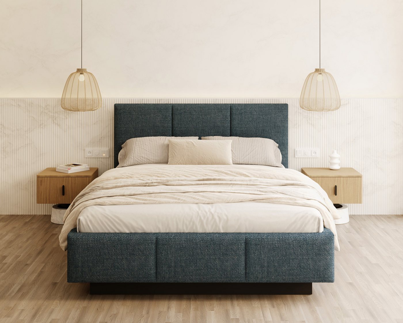 FDM Polsterbett 90x200, 120x200, 140x200, 160x200, 180x200cm Stauraumbett Bettgestell (MADE IN EU - mit hochwertigem Velours Bezug Trinity, Bettrahmen, Bett, Optional mit Matratze bestellbar, mit großen gepolsterten Kopfteil, mit Bettkasten zum aufklappen), Metallrahmen mit Lattenrost, hydraulische Klappfunktion für Stauraum von FDM