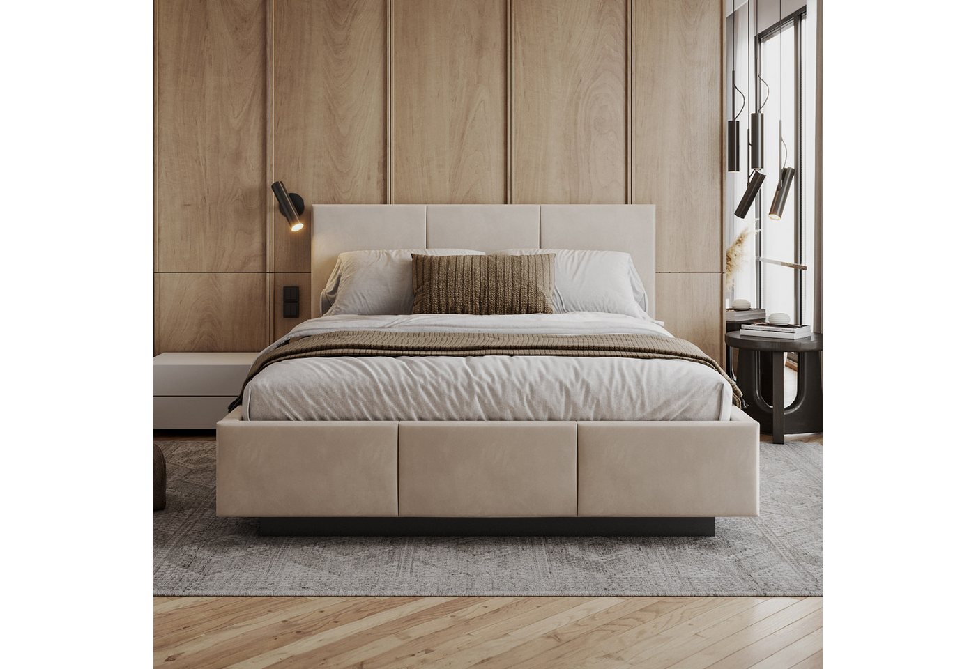 FDM Polsterbett ALMADA modern mit Bettkasten MADE IN EU - mit Trinity Velours Bezug (verfügbar 90x200 120x200 140x200 160x200 180x200cm, Bettrahmen, Bett, mit großen gepolsterten Kopfteil, mit Bettkasten zum aufklappen), Hebbarer Metallrahmen, Bettkasten, mit/ohne Matratze FDM Polsterbett ALMADA modern mit Bettkasten MADE IN EU - mit Trinity Velours Bezug (verfügbar 90x200 120x200 140x200 160x200 180x200cm, Bettrahmen, Bett, mit großen gepolsterten Kopfteil, mit Bettkasten zum aufklappen), Hebbarer Metallrahmen, Bettkasten, mit/ohne Matratze von FDM