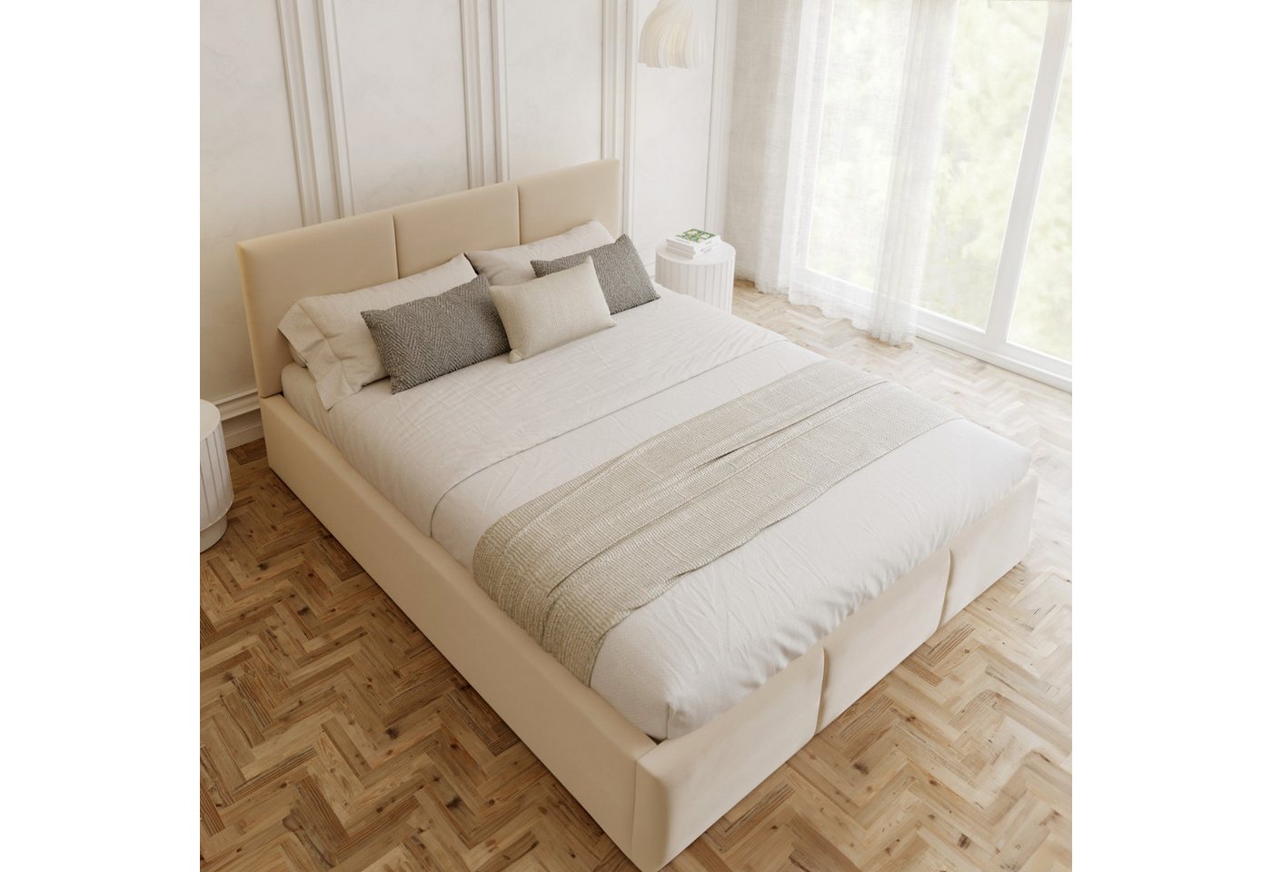 FDM Polsterbett BELORA modern mit Bettkasten MADE IN EU - mit Trinity Velours Bezug (verfügbar 90x200 120x200 140x200 160x200 180x200cm, Bettrahmen, Bett, mit großen gepolsterten Kopfteil, mit Bettkasten zum aufklappen), Hebbarer Metallrahmen, Bettkasten, mit/ohne Matratze FDM Polsterbett BELORA modern mit Bettkasten MADE IN EU - mit Trinity Velours Bezug (verfügbar 90x200 120x200 140x200 160x200 180x200cm, Bettrahmen, Bett, mit großen gepolsterten Kopfteil, mit Bettkasten zum aufklappen), Hebbarer Metallrahmen, Bettkasten, mit/ohne Matratze von FDM