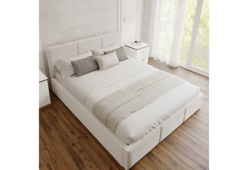 FDM Polsterbett BELORA modern mit Bettkasten MADE IN EU - mit Trinity Velours Bezug (verfügbar 90x200 120x200 140x200 160x200 180x200cm, Bettrahmen, Bett, mit großen gepolsterten Kopfteil, mit Bettkasten zum aufklappen), Hebbarer Metallrahmen, Bettkasten, mit/ohne Matratze FDM Polsterbett BELORA modern mit Bettkasten MADE IN EU - mit Trinity Velours Bezug (verfügbar 90x200 120x200 140x200 160x200 180x200cm, Bettrahmen, Bett, mit großen gepolsterten Kopfteil, mit Bettkasten zum aufklappen), Hebbarer Metallrahmen, Bettkasten, mit/ohne Matratze von FDM