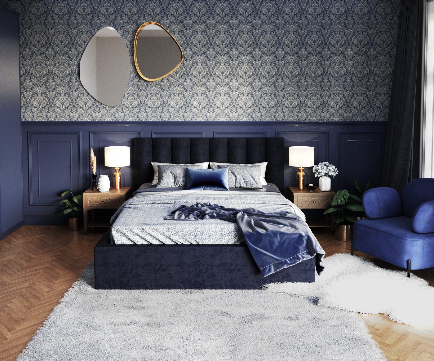 FDM Polsterbett Bettgestell Bettrahmen 120x200, 140x200, 160x200, 180x200 (Dunkelblau, Gelb, Rot, Weiß, Schwarz, Pink, Grau uvm., gepolstertes Bett mit Mettalrahmen für Erwachsene), mit hydraulischer Klappfunktion für mehr Stauraum von FDM