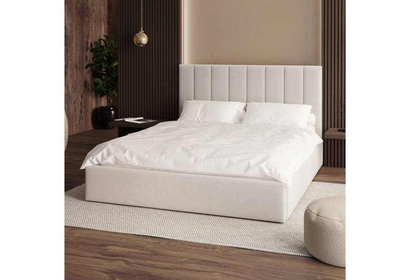 FDM Polsterbett KAJA modern mit Bettkasten MADE IN EU - mit hochwertigem Paris Bezug (verfügbar 90x200 120x200 140x200 160x200 180x200cm, Bettrahmen, Bett, mit großen gepolsterten Kopfteil, mit Bettkasten zum aufklappen), Hebbarer Metallrahmen, Bettkasten, mit/ohne Matratze FDM Polsterbett KAJA modern mit Bettkasten MADE IN EU - mit hochwertigem Paris Bezug (verfügbar 90x200 120x200 140x200 160x200 180x200cm, Bettrahmen, Bett, mit großen gepolsterten Kopfteil, mit Bettkasten zum aufklappen), Hebbarer Metallrahmen, Bettkasten, mit/ohne Matratze von FDM