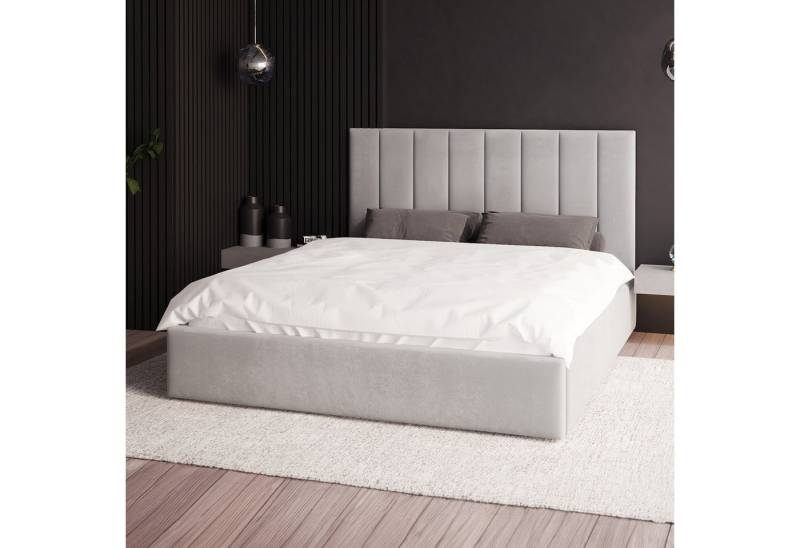 FDM Polsterbett KAJA modern mit Bettkasten MADE IN EU - mit hochwertigem Paris Bezug (verfügbar 90x200 120x200 140x200 160x200 180x200cm, Bettrahmen, Bett, mit großen gepolsterten Kopfteil, mit Bettkasten zum aufklappen), Hebbarer Metallrahmen, Bettkasten, mit/ohne Matratze von FDM