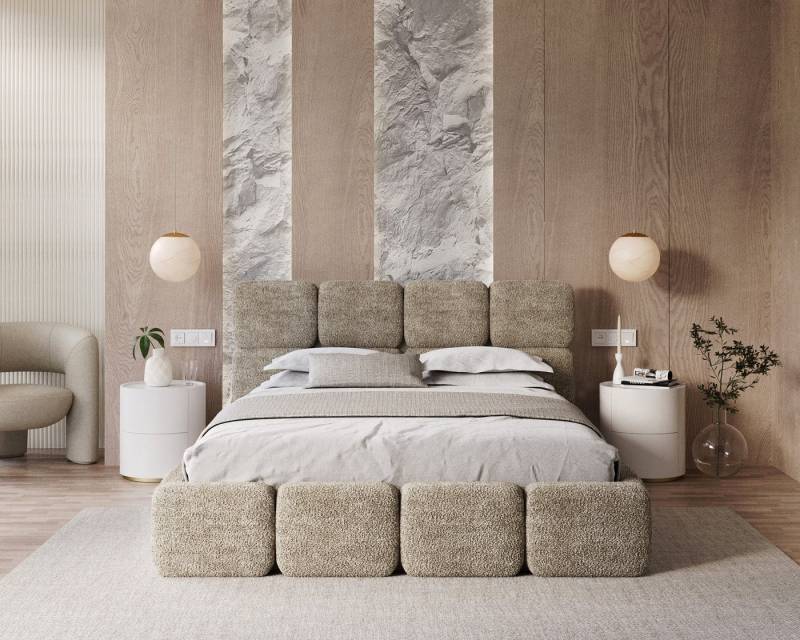 thematys Polsterbett Bett Stauraumbett Bezug Cleo / Bouclé 140x200, 160x200, 180x200cm (MADE IN EU - mit hochwertigem Bouclé oder Cleo Bezug - mit Matratze bestellbar, mit großen gepolsterten Kopfteil, mit Bettkasten zum aufklappen), Metallrahmen mit Lattenrost, hydraulische Klappfunktion für Stauraum thematys Polsterbett Bett Stauraumbett Bezug Cleo / Bouclé 140x200, 160x200, 180x200cm (MADE IN EU - mit hochwertigem Bouclé oder Cleo Bezug - mit Matratze bestellbar, mit großen gepolsterten Kopfteil, mit Bettkasten zum aufklappen), Metallrahmen mit Lattenrost, hydraulische Klappfunktion für Stauraum von thematys