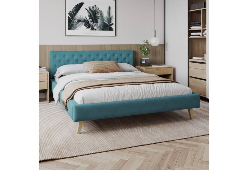 FDM Polsterbett ZUZA modern mit Bettkasten MADE IN EU - mit hochwertigem Velours Bezug (verfügbar 120x200 140x200 160x200 180x200cm, Bettrahmen, Bett, mit großen gepolsterten Kopfteil, ohne Matratze, Lattenrost aus Holz), ohne Matratze, Lattenrost aus Holz von FDM