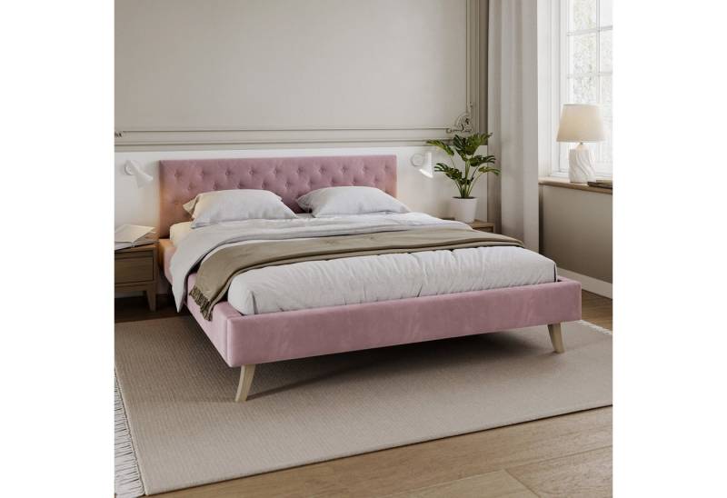 FDM Polsterbett ZUZA modern mit Bettkasten MADE IN EU - mit hochwertigem Velours Bezug (verfügbar 120x200 140x200 160x200 180x200cm, Bettrahmen, Bett, mit großen gepolsterten Kopfteil, ohne Matratze, Lattenrost aus Holz), ohne Matratze, Lattenrost aus Holz von FDM