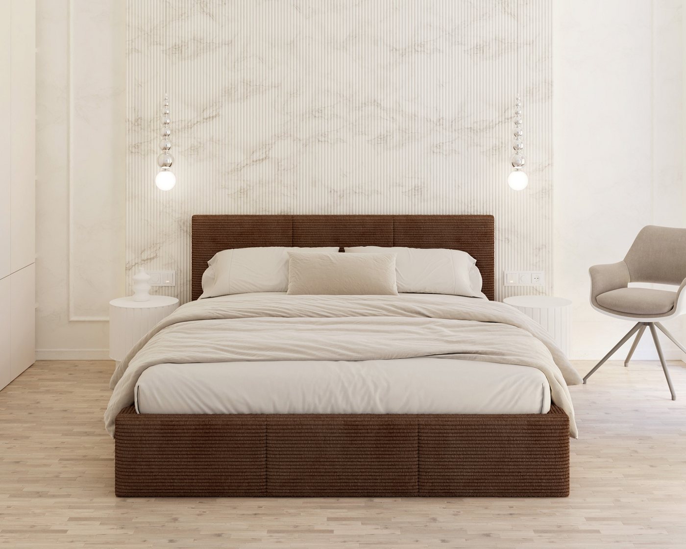 FDM Polsterbett mit Bettkasten Stauraumbett, aus hochwertigem CORD Stoff Bezug (verfügbar 90x200 120x200 140x200 160x200 180x200cm, Bettrahmen, Bett, mit großen gepolsterten Kopfteil, mit Bettkasten zum aufklappen), Metallrahmen mit Lattenrost, hydraulische Klappfunktion für Stauraum FDM Polsterbett mit Bettkasten Stauraumbett, aus hochwertigem CORD Stoff Bezug (verfügbar 90x200 120x200 140x200 160x200 180x200cm, Bettrahmen, Bett, mit großen gepolsterten Kopfteil, mit Bettkasten zum aufklappen), Metallrahmen mit Lattenrost, hydraulische Klappfunktion für Stauraum von FDM