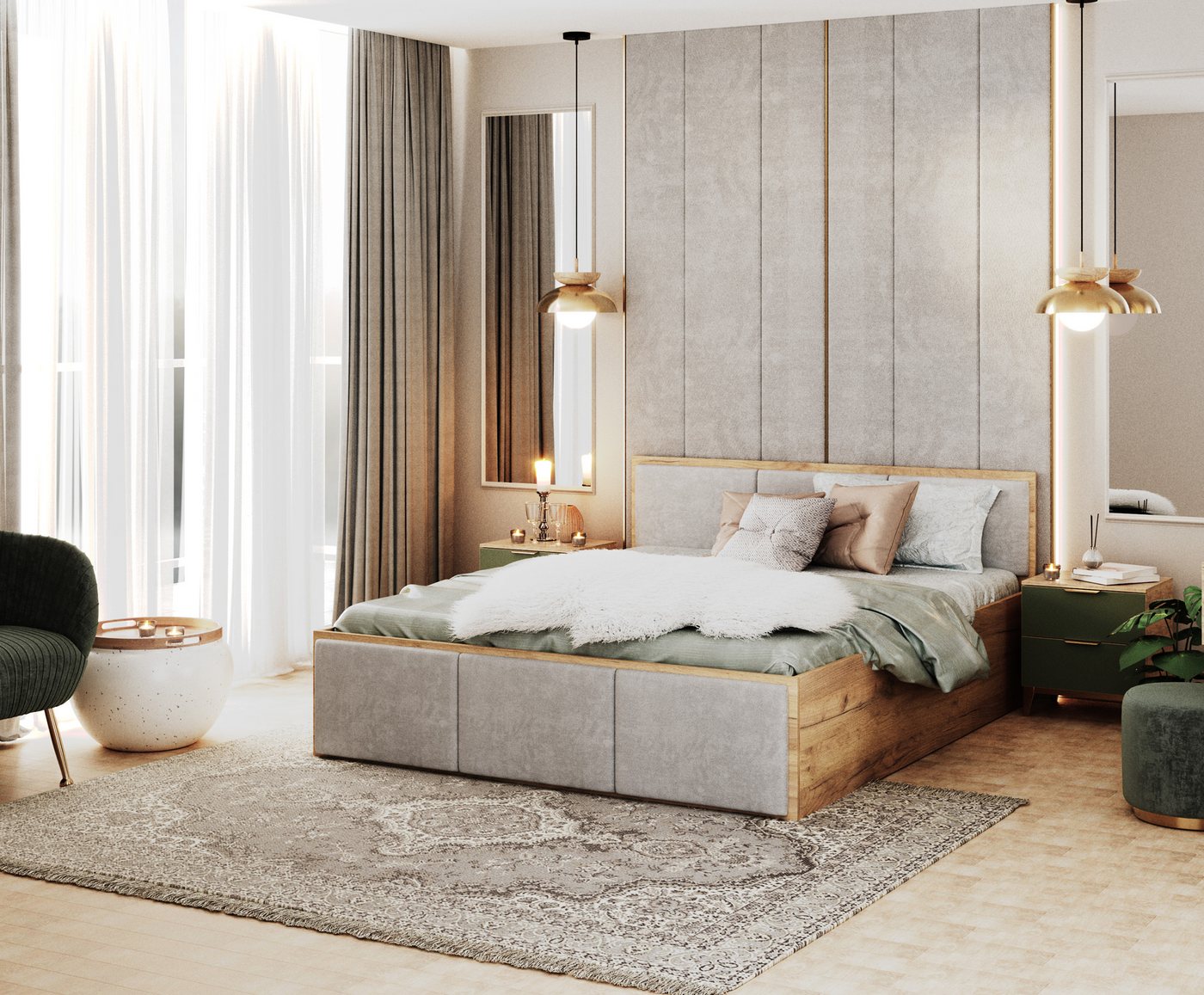 FDM Polsterbett mit Lattenrost Doppelbett 120x200, 140x200, 160x200, 180x200 (Bettrahmen mit Bettkasten für viel Stauraum, in Grau,Weiß oder Eiche Braun, ideal für Paare), Metallrahmen mit hydraulischer Klappfunktion von FDM