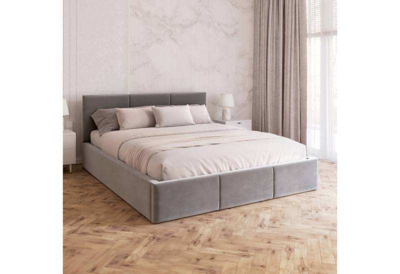 FDM Polsterbett AMBER modern mit Bettkasten MADE IN EU - mit Trinity Velours Bezug (verfügbar 90x200 120x200 140x200 160x200 180x200cm, Bettrahmen, Bett, mit großen gepolsterten Kopfteil, mit Bettkasten zum aufklappen), Hebbarer Metallrahmen, Bettkasten, mit/ohne Matratze FDM Polsterbett AMBER modern mit Bettkasten MADE IN EU - mit Trinity Velours Bezug (verfügbar 90x200 120x200 140x200 160x200 180x200cm, Bettrahmen, Bett, mit großen gepolsterten Kopfteil, mit Bettkasten zum aufklappen), Hebbarer Metallrahmen, Bettkasten, mit/ohne Matratze von FDM