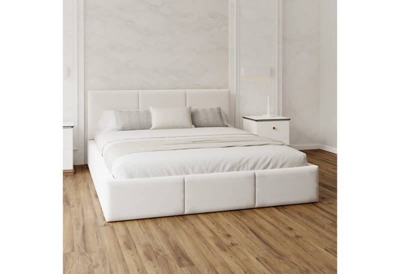 FDM Polsterbett AMBER modern mit Bettkasten MADE IN EU - mit Trinity Velours Bezug (verfügbar 90x200 120x200 140x200 160x200 180x200cm, Bettrahmen, Bett, mit großen gepolsterten Kopfteil, mit Bettkasten zum aufklappen), Hebbarer Metallrahmen, Bettkasten, mit/ohne Matratze FDM Polsterbett AMBER modern mit Bettkasten MADE IN EU - mit Trinity Velours Bezug (verfügbar 90x200 120x200 140x200 160x200 180x200cm, Bettrahmen, Bett, mit großen gepolsterten Kopfteil, mit Bettkasten zum aufklappen), Hebbarer Metallrahmen, Bettkasten, mit/ohne Matratze von FDM