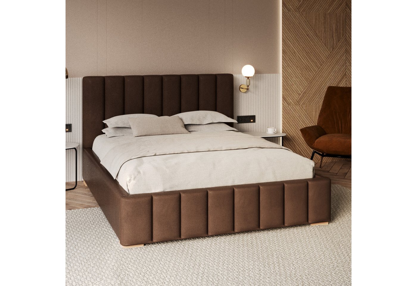 FDM Polsterbett modern mit Bettkasten MADE IN EU - mit hochwertigem Velours Bezug (verfügbar 90x200 120x200 140x200 160x200 180x200cm, Bettrahmen, Bett, mit großen gepolsterten Kopfteil, mit Bettkasten zum aufklappen), Hebbarer Metallrahmen, Bettkasten, mit/ohne Matratze FDM Polsterbett modern mit Bettkasten MADE IN EU - mit hochwertigem Velours Bezug (verfügbar 90x200 120x200 140x200 160x200 180x200cm, Bettrahmen, Bett, mit großen gepolsterten Kopfteil, mit Bettkasten zum aufklappen), Hebbarer Metallrahmen, Bettkasten, mit/ohne Matratze von FDM