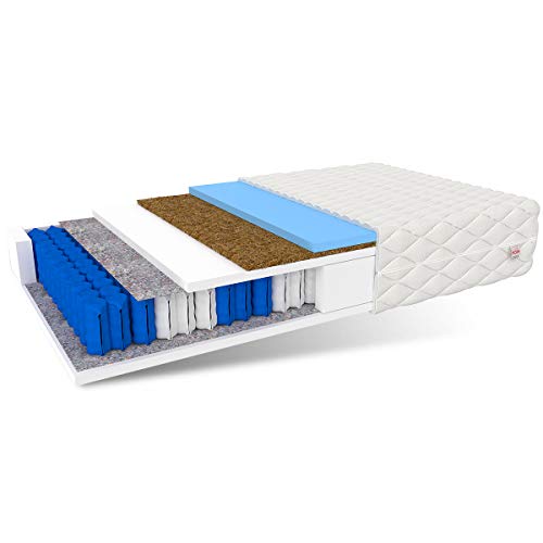 FDM RODOS Taschenfederkernmatratze 140x200 7-Zonen Matratze Kokos-Einlage 22 cm Höhe Härtegrad H2/H3 Zweiseitig Hochelastischer Schaum HR Polyurethanschaum Polyester Öko-Tex FDM RODOS Taschenfederkernmatratze 140x200 7-Zonen Matratze Kokos-Einlage 22 cm Höhe Härtegrad H2/H3 Zweiseitig Hochelastischer Schaum HR Polyurethanschaum Polyester Öko-Tex von FDM
