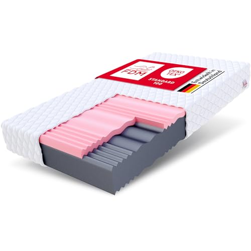 FDM Select MAX Double Matratze 100x200 cm Kaltschaum Höhe 24 cm Härtegrad H3 und H4 Visco-Schaum Öko-Tex Allergikergeeignet Jersey Bezug Waschbar von FDM