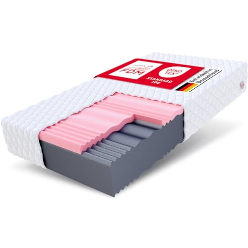 FDM Select MAX Matratze 120x200 cm Kaltschaum Höhe 18 cm Härtegrad H3 und H4 Visco-Schaum Öko-Tex Allergikergeeignet Jersey Bezug Waschbar von FDM