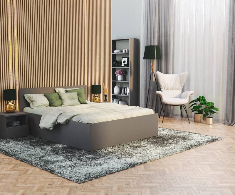 FDM Stauraumbett Bettgestell Bettrahmen Doppelbett 120x200, 140x200, 160x200, 180x200cm (MADE IN EU - Elternbett Doppelbett Gästebett Bett, optional mit Matratze + inklusive Lattenrost), Metallrahmen mit hydraulischer Klappfunktion von FDM