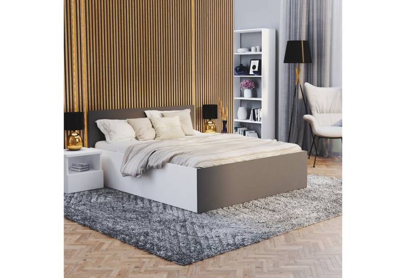 FDM Stauraumbett Bett Stauraumbett PANAMA SP Bettgestell 140x200 & weitere Größen (verfügbar 90x200 120x200 140x200 160x200 180x200cm, Bettrahmen, Bett, mit großen Kopfteil, mit Bettkasten zum aufklappen), mit/ohne Matratze von FDM