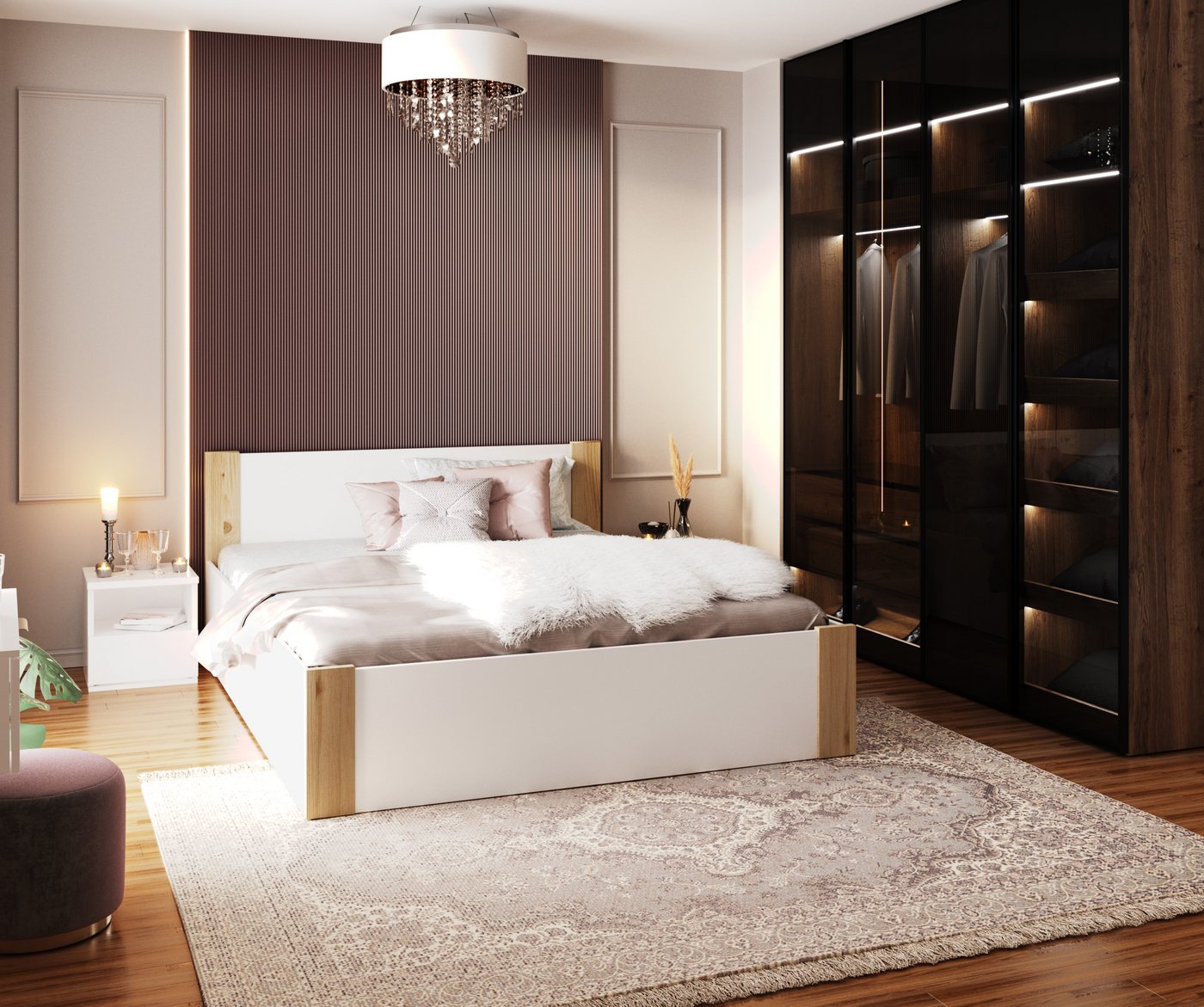 FDM Stauraumbett mit Bettkasten und Lattenrost 120x200, 140x200, 160x200 und 180x200cm (MADE IN EU - Gästebett Tagesbett Kinderbett belastbar bis 400kg - viel Stauraum, ideal für Paare, in Weiß-Natur oder Weiß-Grau), Metallrahmen mit hydraulischer Klappfunktion von FDM
