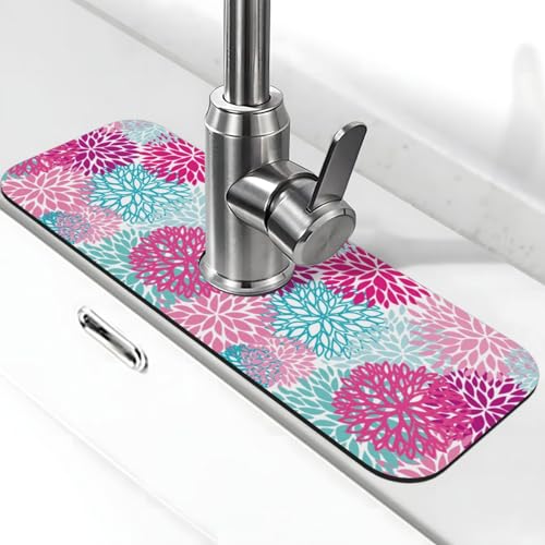 Dahlia Spritzschutz für Küchenspüle, 38,1 x 14 cm, leuchtende Blume, Wasserhahnschutz, Abtropfmatte, Spritzschutz, Wasserhahn, Küche, Badezimmer von FDNUPIAN