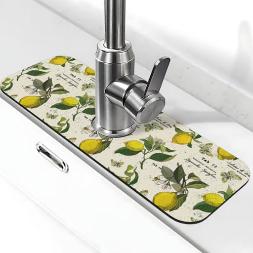 Lemon Retro Spritzschutz für Küchenspüle, 38,1 x 14 cm, Wasserhahnschutz, Abtropfmatte, Spritzschutz, Wasserhahn, Küche, Badezimmer von FDNUPIAN