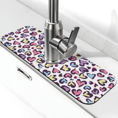 Spritzschutz für Küchenspüle, mit Leopardenmuster, bunt, 38,1 x 14 cm, für Küche, Badezimmer von FDNUPIAN