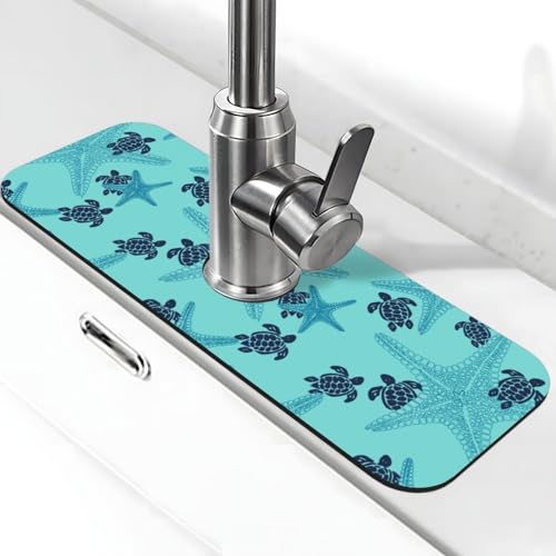 Summer Sea Turtle Ocean 38,1 x 14 cm Küchenspüle Spritzschutz Wasserhahn Schutz Abtropfmatte Spüle Spritzschutz Wasserhahn Küche Badezimmer von FDNUPIAN