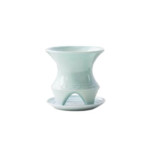 FDOSIJFOS Blumentöpfe, Einfache Keramik-Sukkulente for den Heimgebrauch, atmungsaktive Hänge-Orchideenpflanze, großkalibriger Topf(Blue with Tray) von FDOSIJFOS