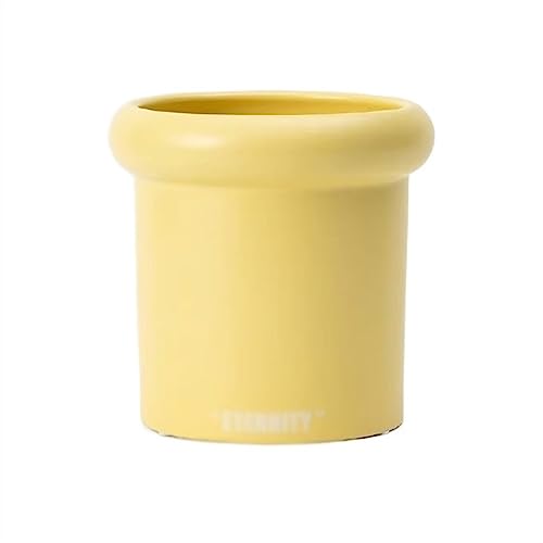 FDOSIJFOS Blumentöpfe, Einfacher verdickter Flaschenboden aus Keramik mit Drainagelöchern. Pflanzgefäße for kleine Modelle(Yellow,S) von FDOSIJFOS